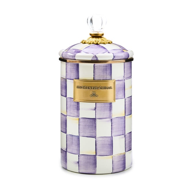 Violet checkered large canister with lid