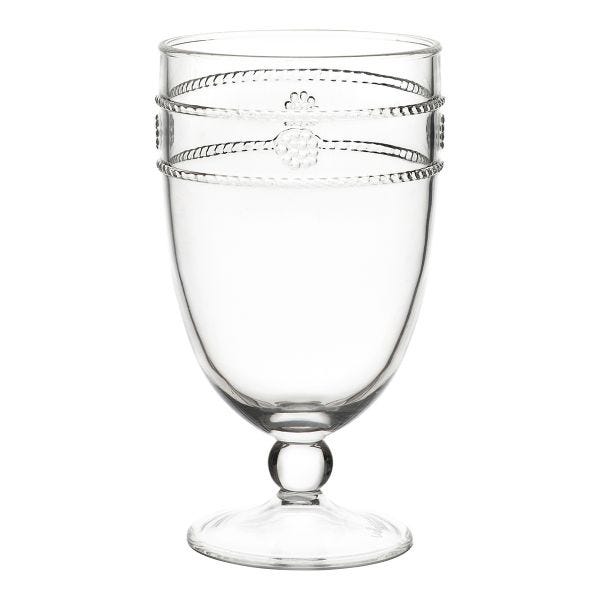 Isabella Acrylic Goblet with beaded rim and decorative medallion detail.