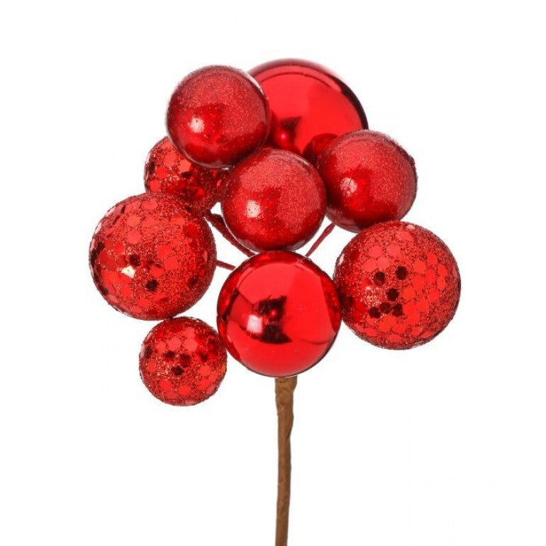 8-inch floral pick with mixed sequin balls in various colors and sizes.