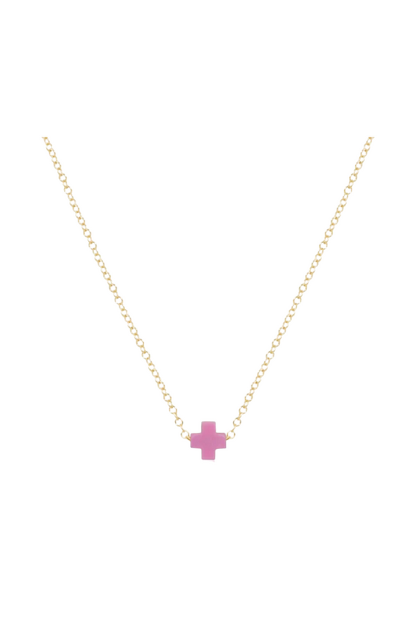 Gold-filled EGirl Signature Cross necklace on a small 14-inch chain.