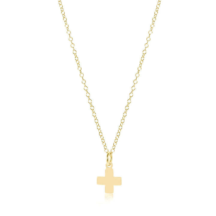 Gold-filled EGirl Signature Cross necklace on a small 14-inch chain