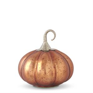 Copper Glass Pumpkin with Brass Stem - Sold Individually