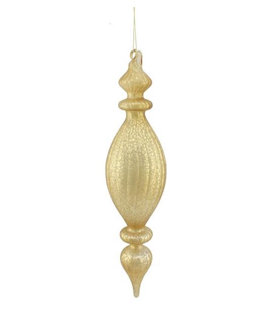 Mercury glass finial with dark rich tones in a classic ornamental silhouette.