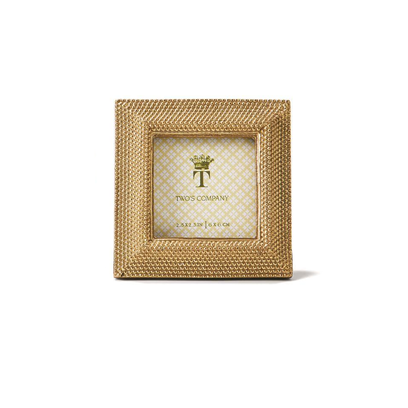 Square Tuileries Golden Dots Photo Frame with a textured resin border and easel stand.