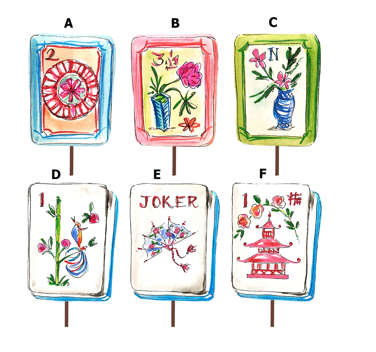 Mahjong tile stake measuring six inches by half inch by eight inches.