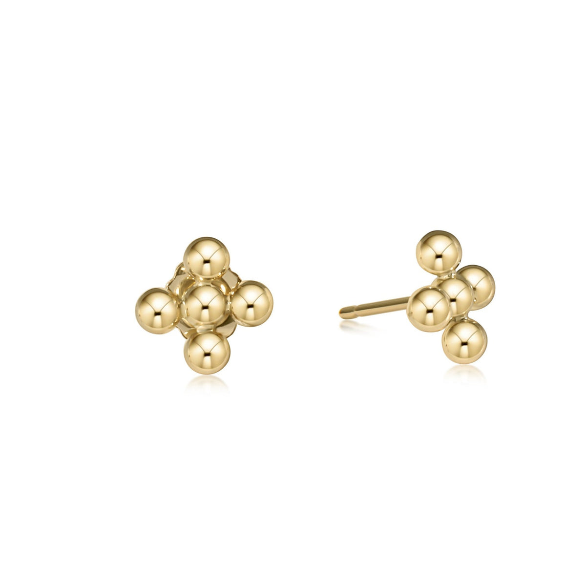 Pair of 14kt gold-filled 3mm beaded signature cross stud earrings.