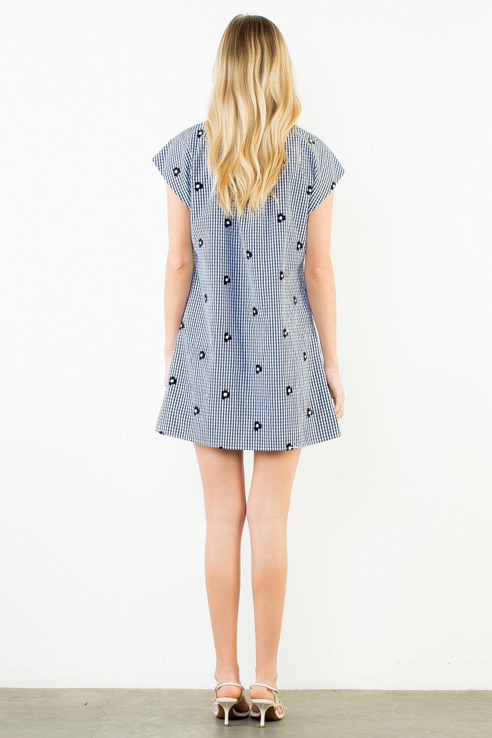 Aliyah Short Sleeve Gingham Pattern Embroidery Dress