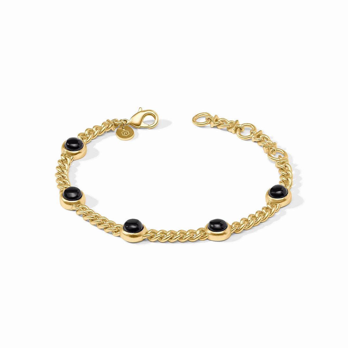 Adjustable Dolce Delicate bracelet in gold plate with imported glass beads.