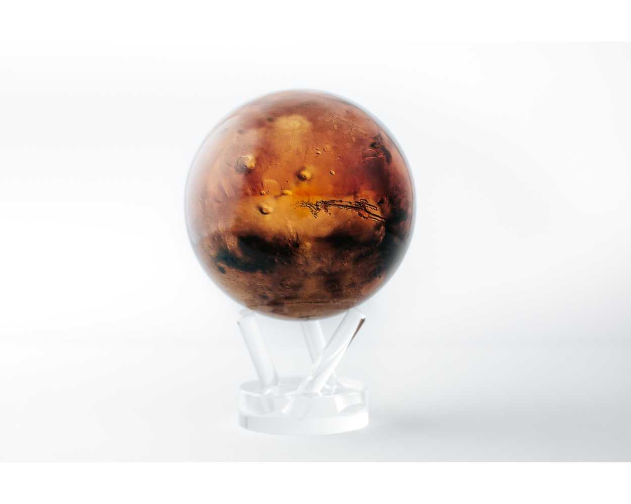 4.5-inch Mars globe with base showing red planet surface features