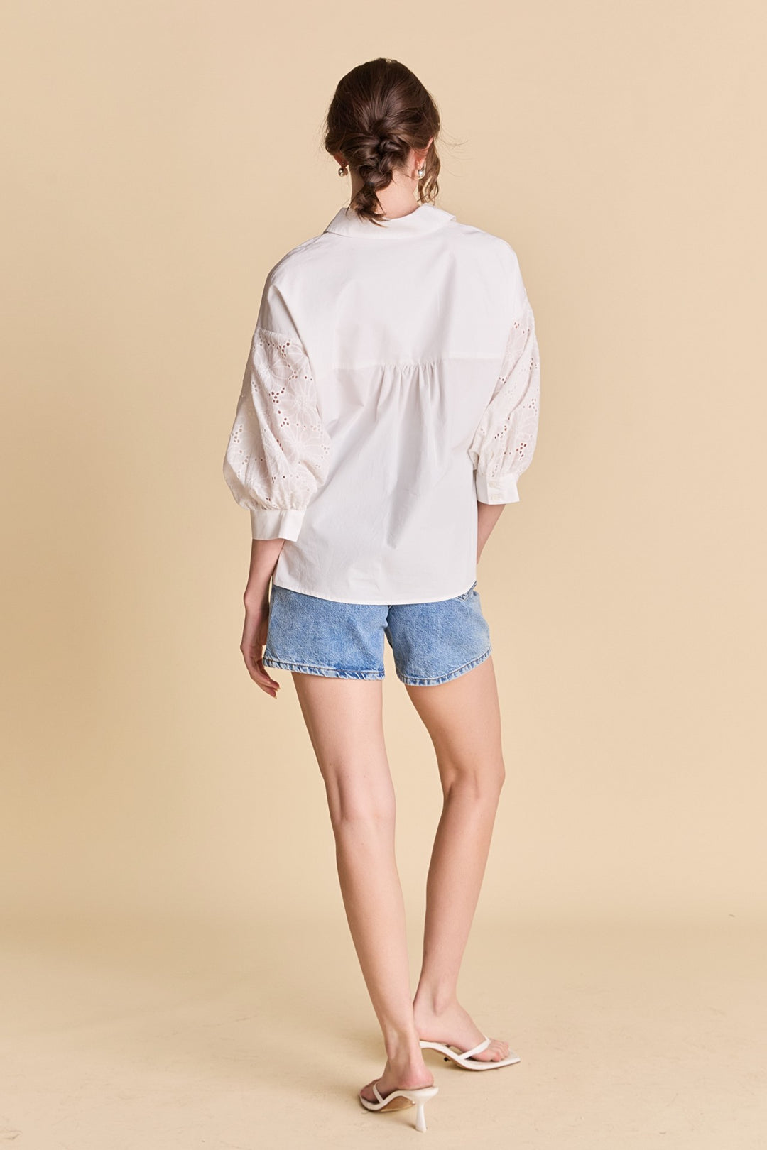 Bella Mix Media Balloon Sleeve Shirt