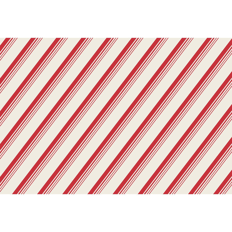 Peppermint Stripe Placemat featuring diagonal red and white candy cane stripes.