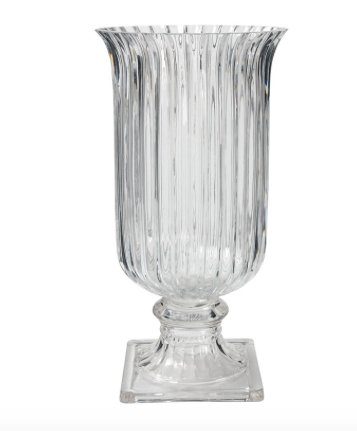 Tall glass-lined vase with a cylindrical silhouette in clear material.