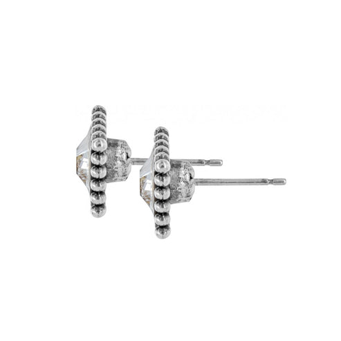 Sparkle Square Mini Post Earrings Silver