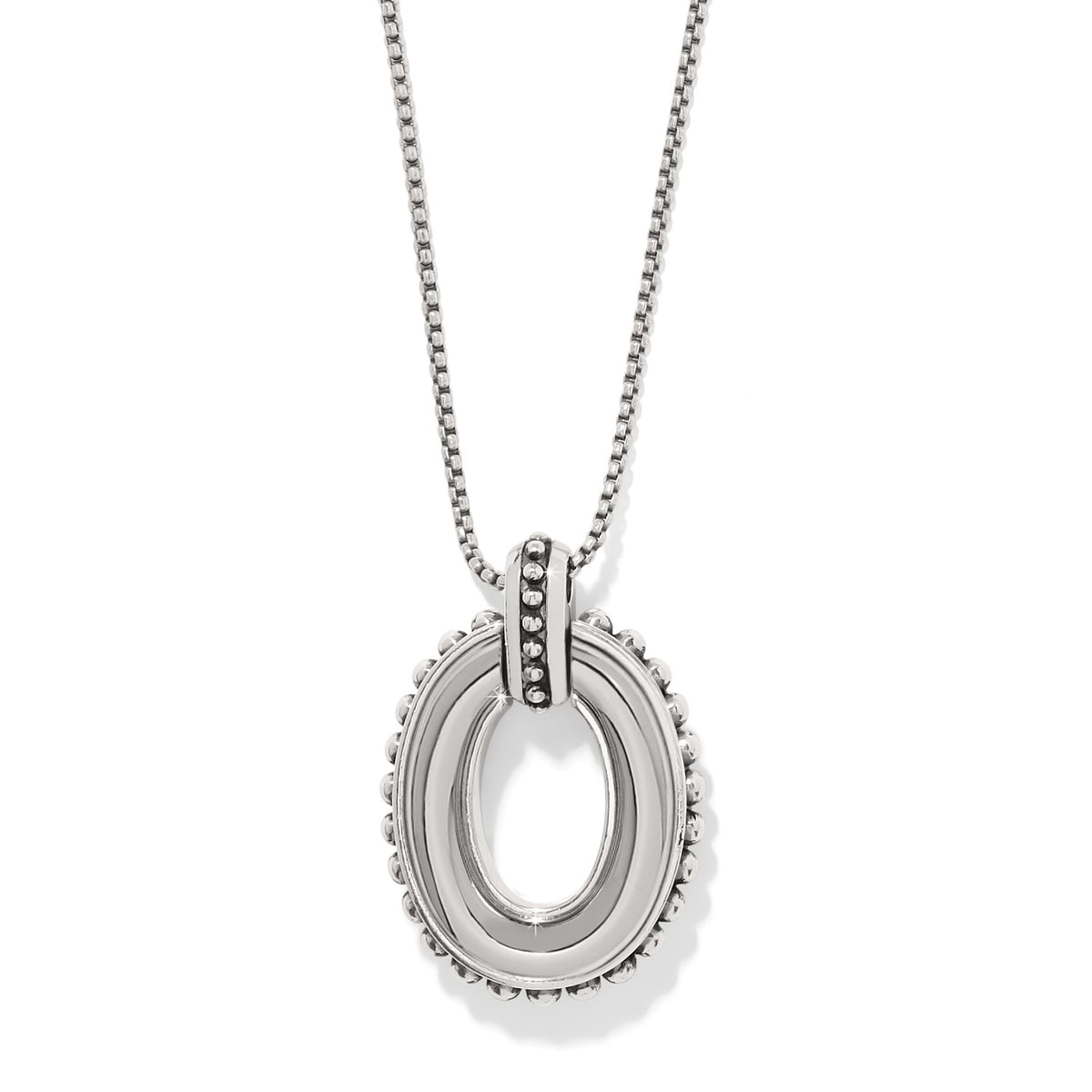 Silver plated adjustable link pendant necklace with lobster claw closure