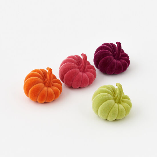 3.5-inch resin pumpkin with a flocked matte finish in orange.