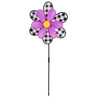 Flower Pinwheel Spinner wall decor in white with a colorful pinwheel pattern featuring red, blue, yellow, and green blades.