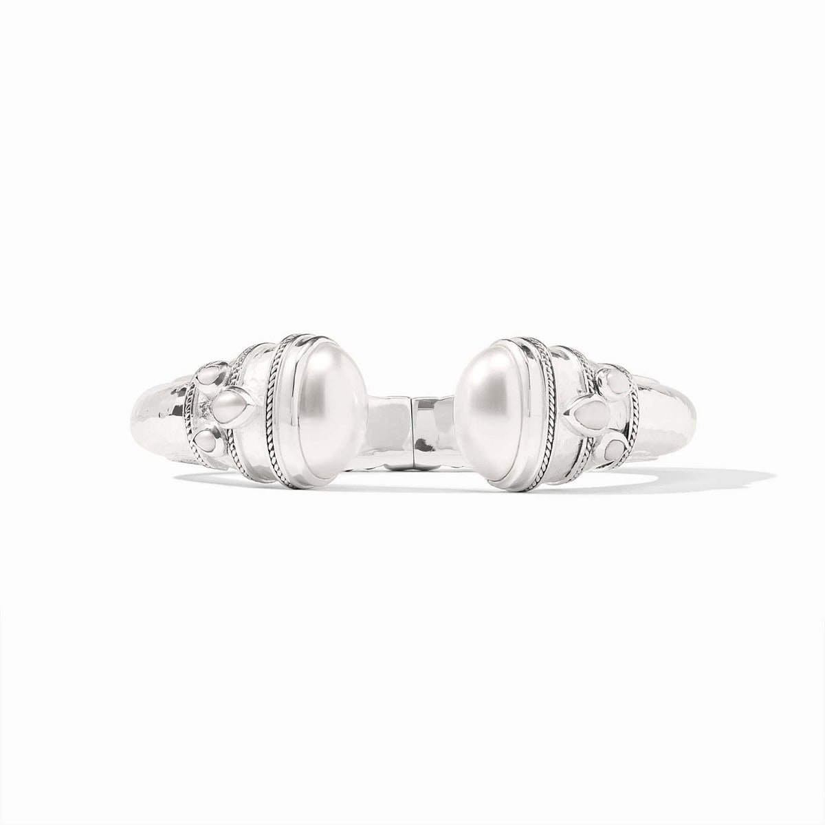 Cannes Cuff in silver with rose-cut endcaps and pear-shaped gemstone accents.