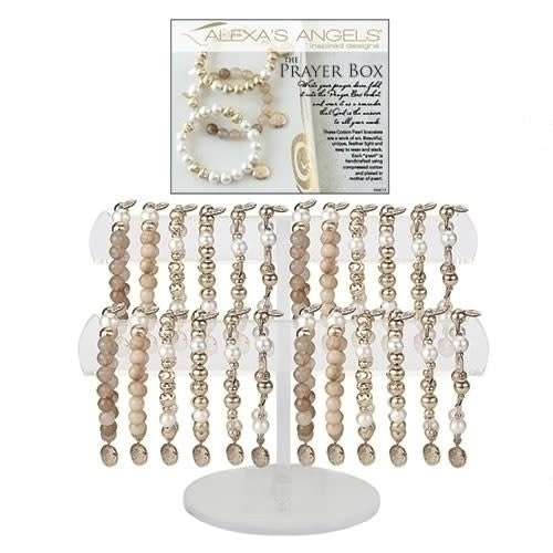 7-inch silver prayer locket bracelet with a heart-shaped pendant featuring an engraved cross.