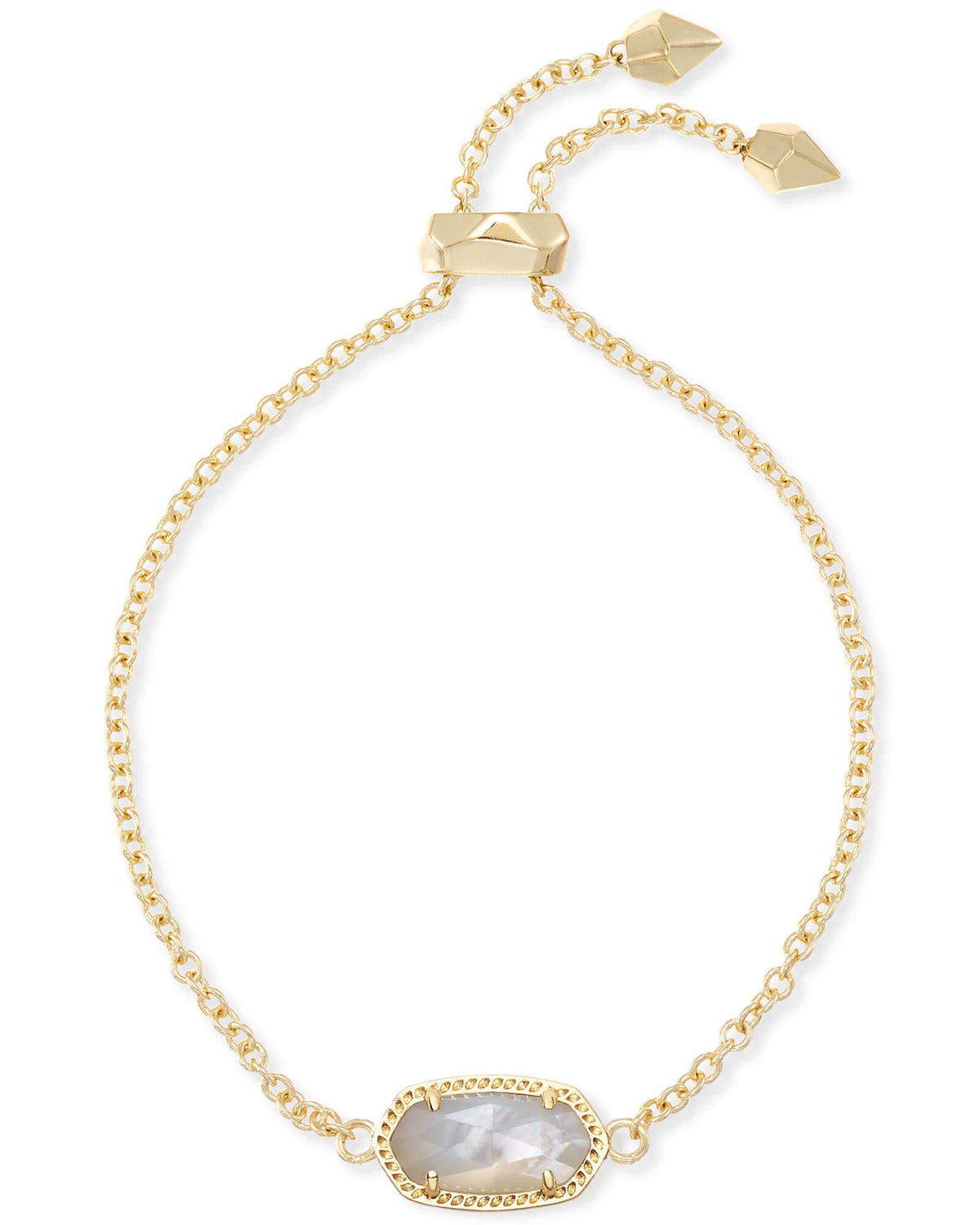 Elaina adjustable gold-plated chain bracelet with ivory mother-of-pearl pendant
