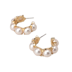 Radiant Finesse pearl hoop earrings with a classic circular silhouette in white.