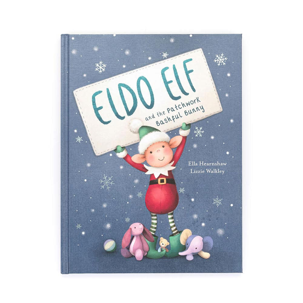 Paper board book titled Eldo Elf featuring a patchwork bunny character on the cover.