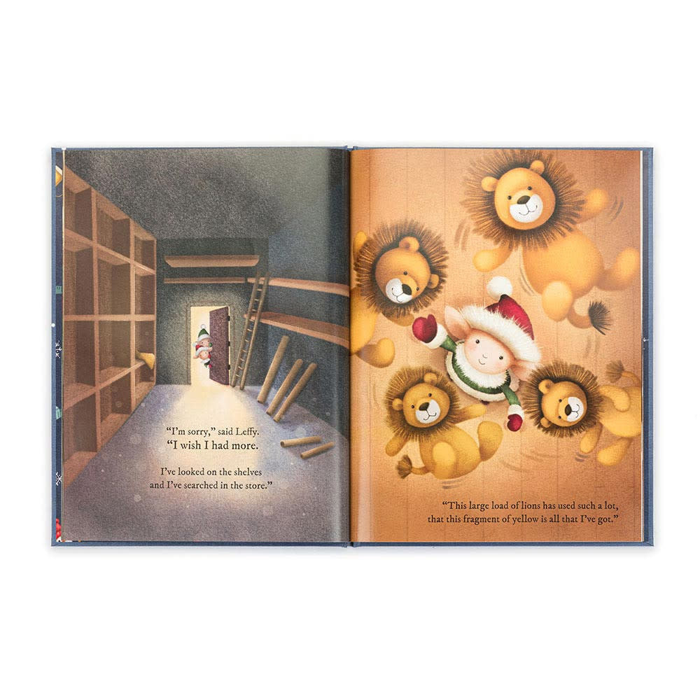 Paper board book titled Eldo Elf and the Patchwork Bashful Bunny featuring colorful patchwork illustrations on a white cover.