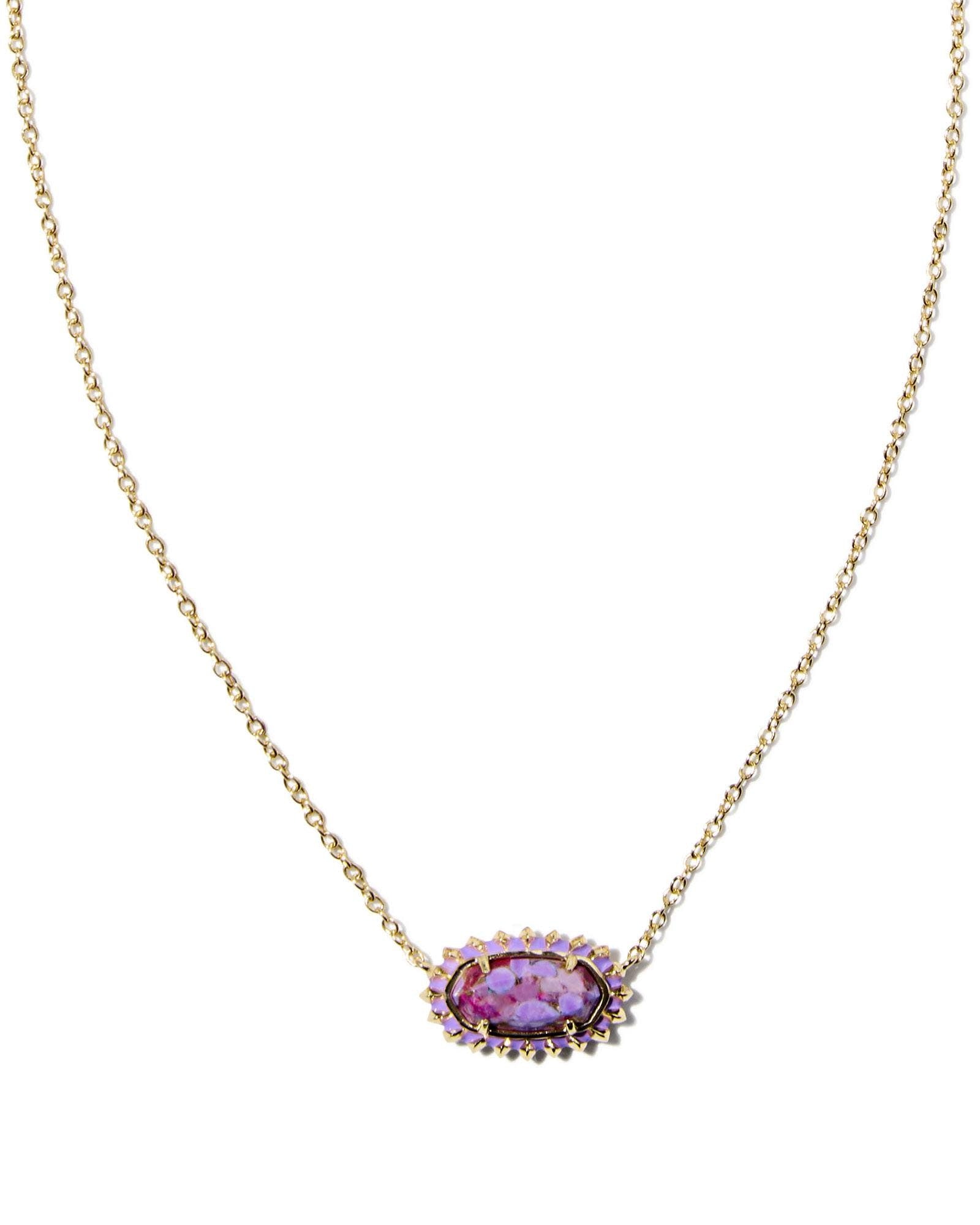 Elisa Color Burst Frame Short Necklace | Reversible Pendant