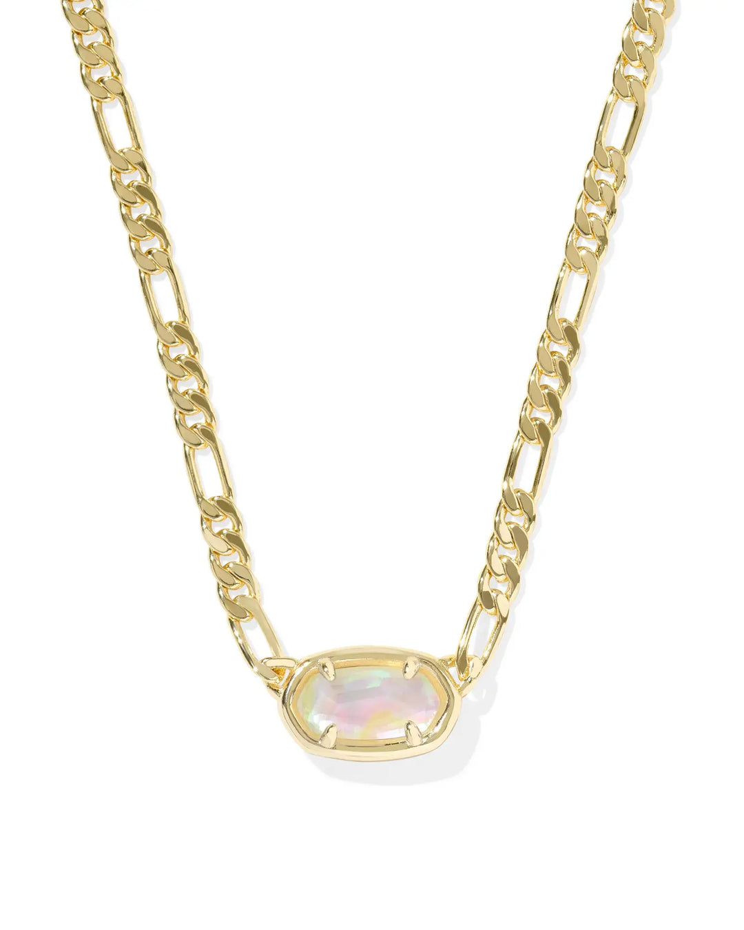 Gold Elisa Figaro chain short pendant necklace with lobster clasp.