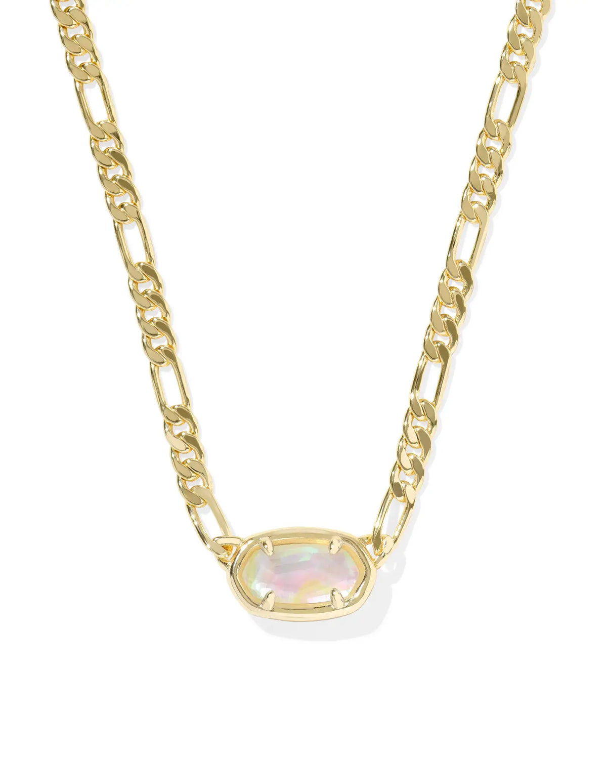Gold Elisa Figaro chain short pendant necklace with lobster clasp.