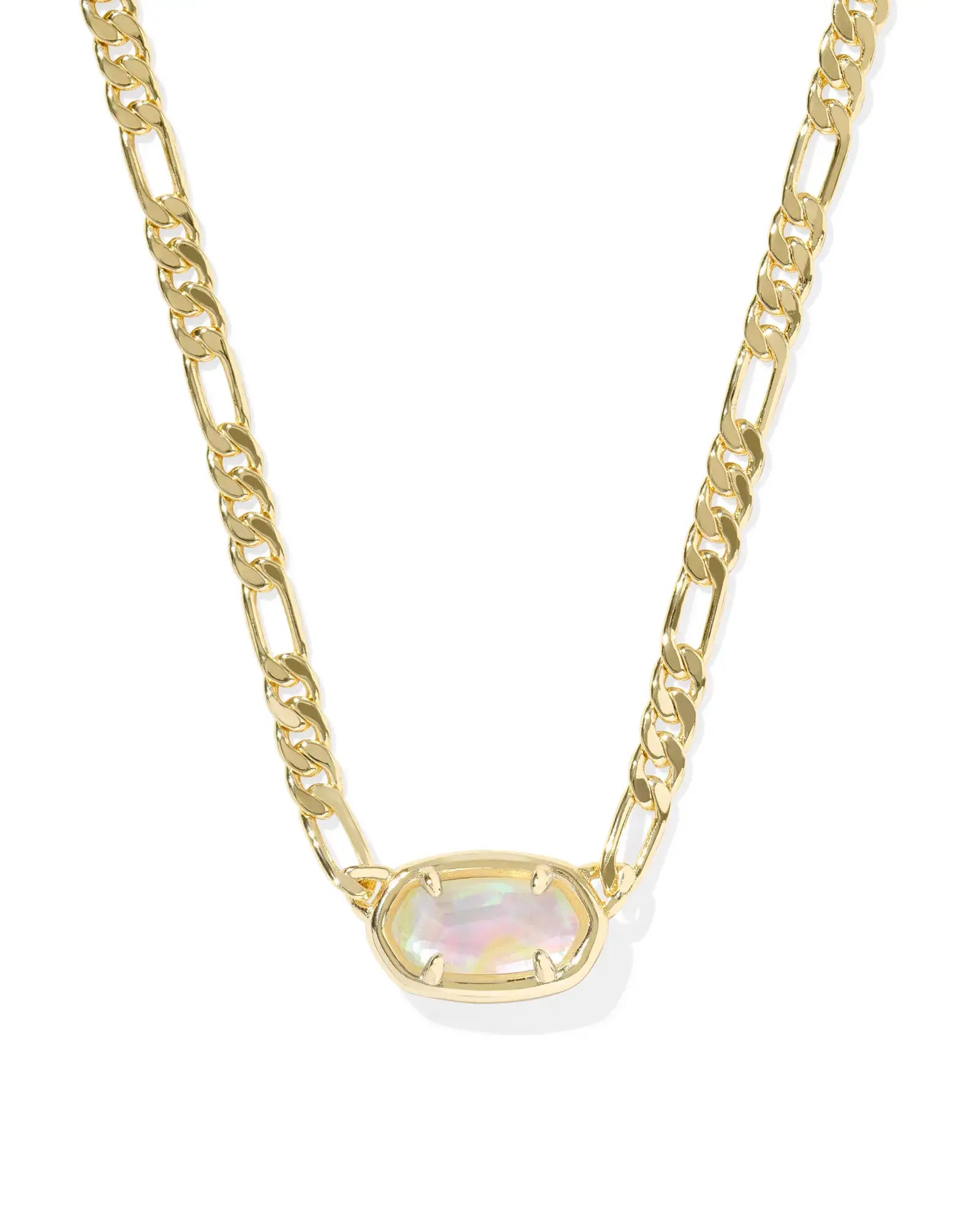 Gold Elisa Figaro chain short pendant necklace with lobster clasp.