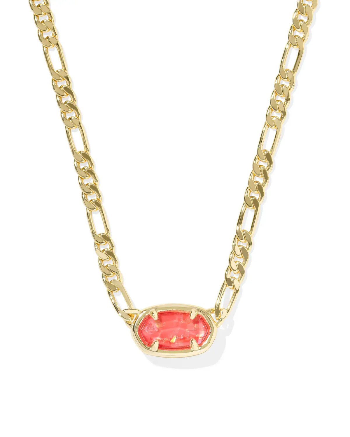 Gold Elisa Figaro chain short pendant necklace with lobster clasp closure.