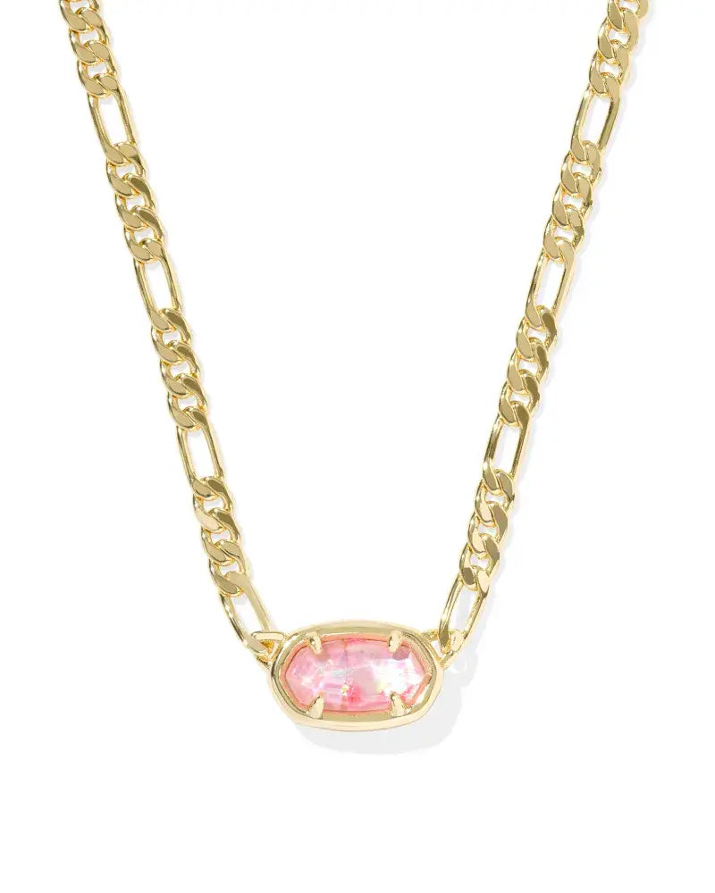 Gold Elisa Figaro chain short pendant necklace with lobster clasp