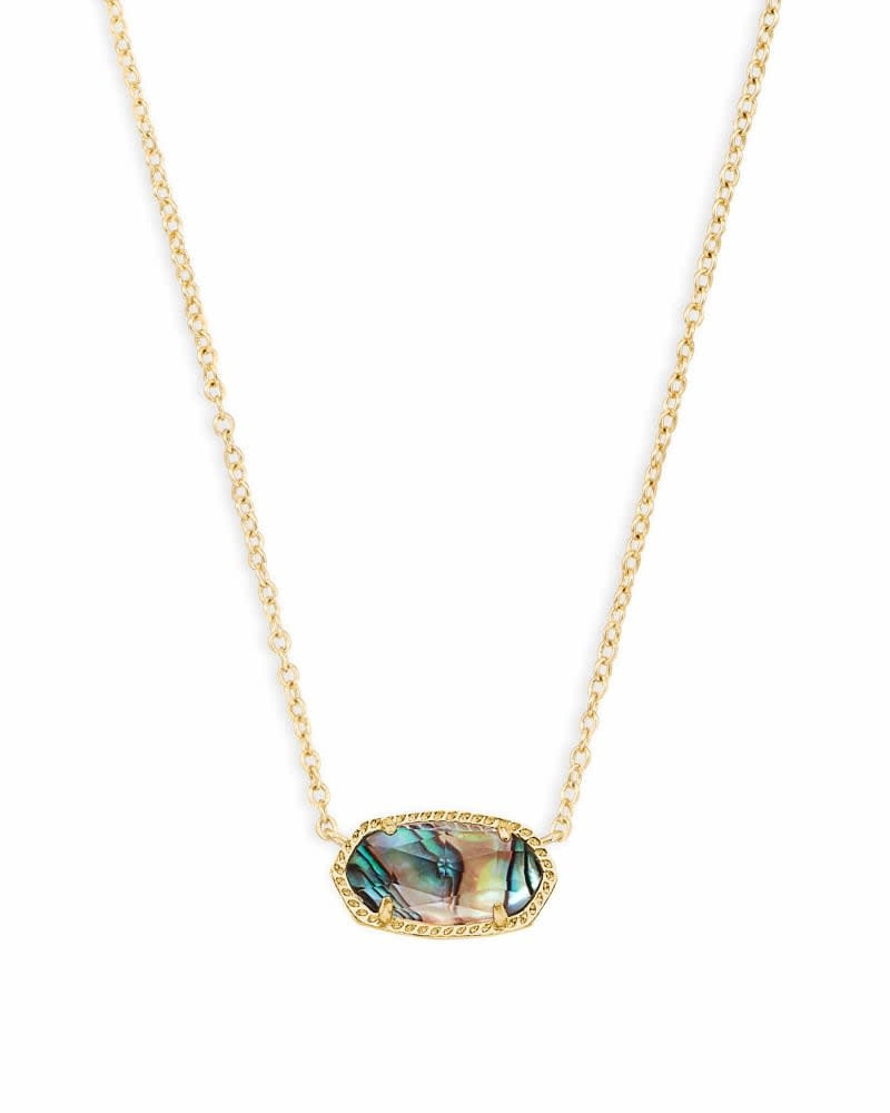 Gold abalone shell Elisa short pendant necklace on a gold chain with lobster clasp