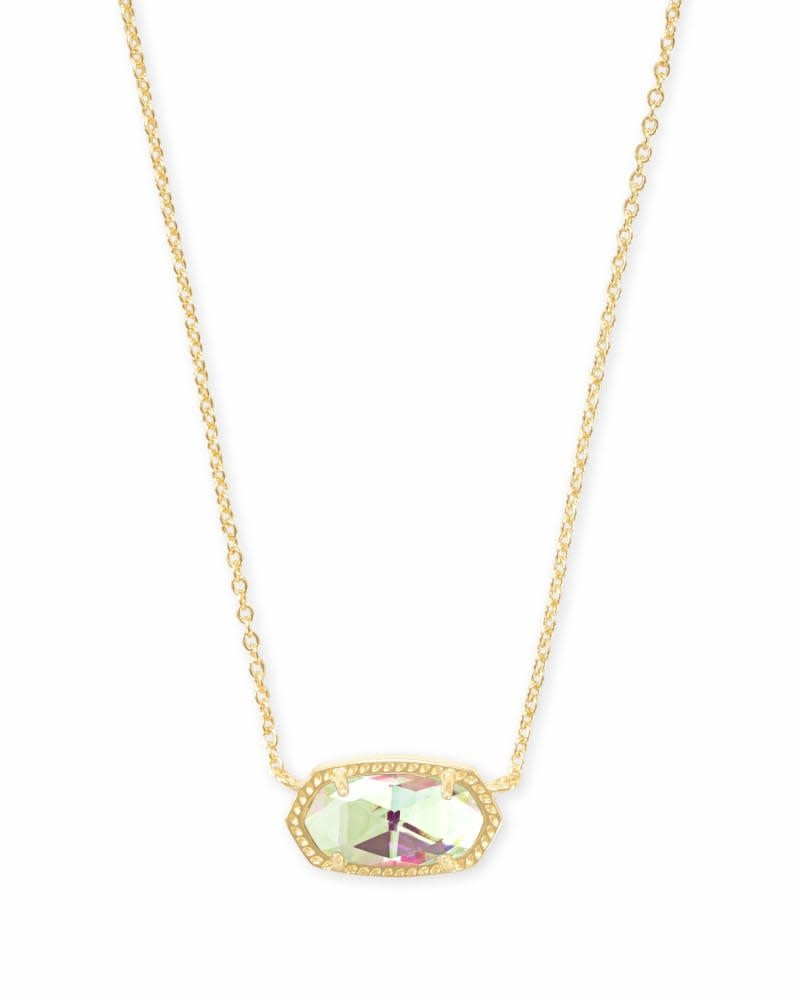 Gold Elisa Short Pendant Necklace with dichroic glass stone on a chain