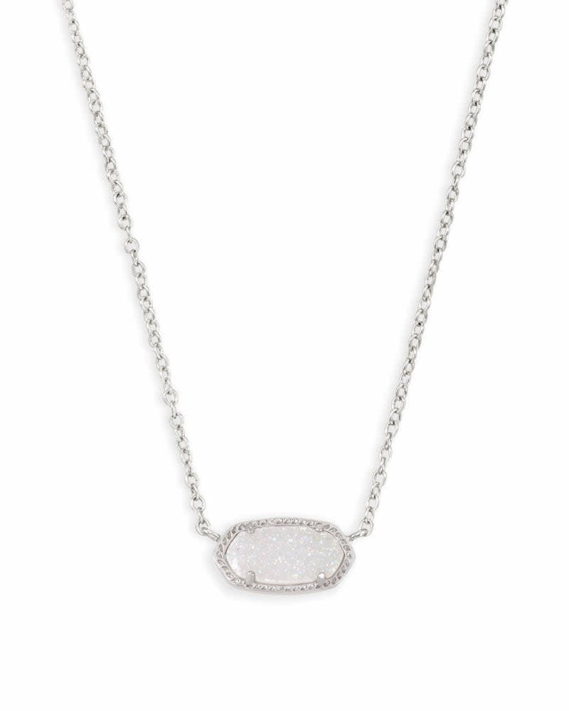 Rhodium iridescent Elisa short pendant necklace on a chain with lobster clasp