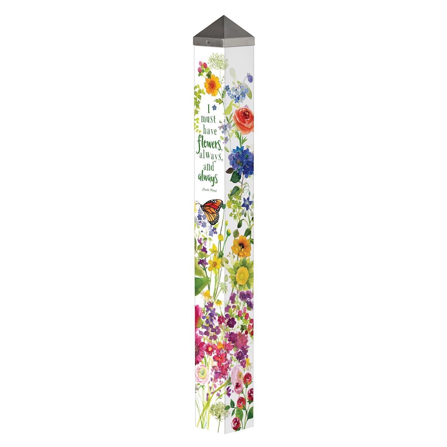 40-inch art pole featuring a watercolor floral print with soft pastel flowers on a white background.
