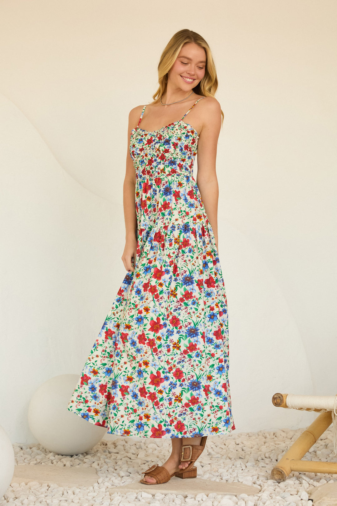 Eloise Floral Print Maxi Dress with Smocked Bust