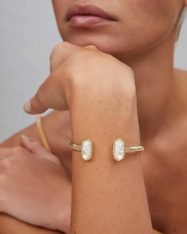 Gold adjustable cuff bracelet with open closure