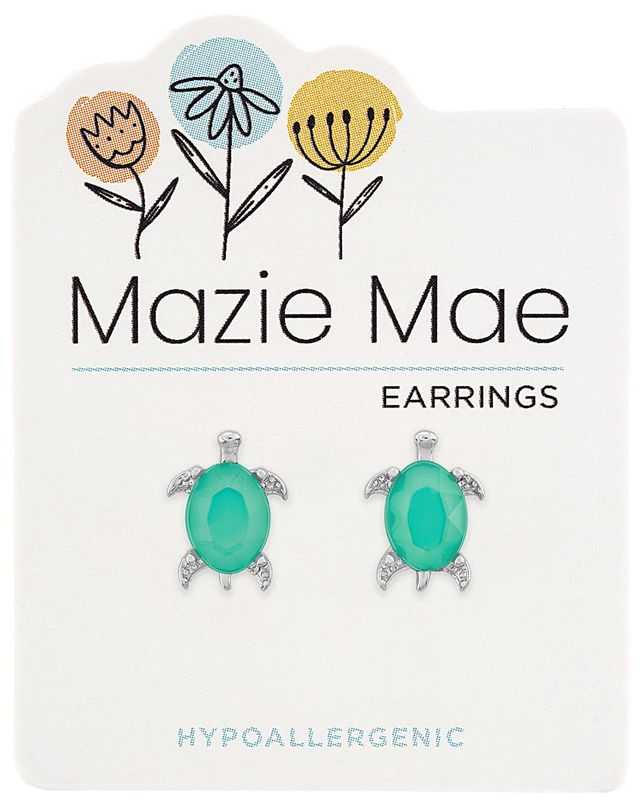 Silver Pacific Opal Turtle stud earring with a small opal stone on the shell.