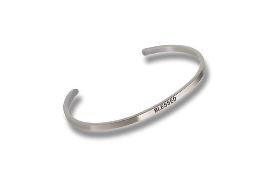 Silver Embracelets bracelet featuring a blessed charm with an engraved cross on silver chain.