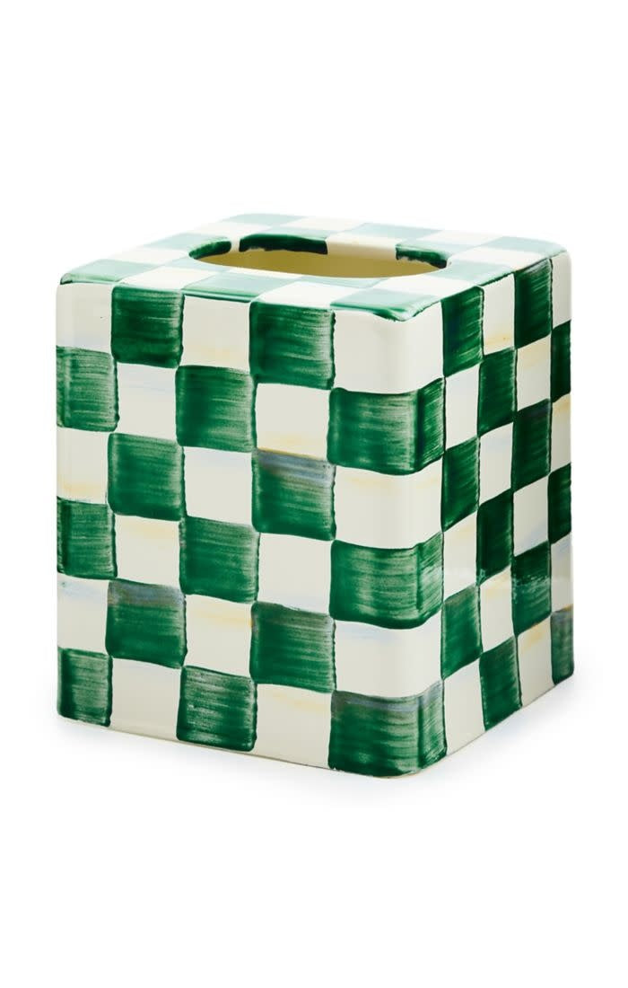 Emerald Check Boutique Tissue Box Cover