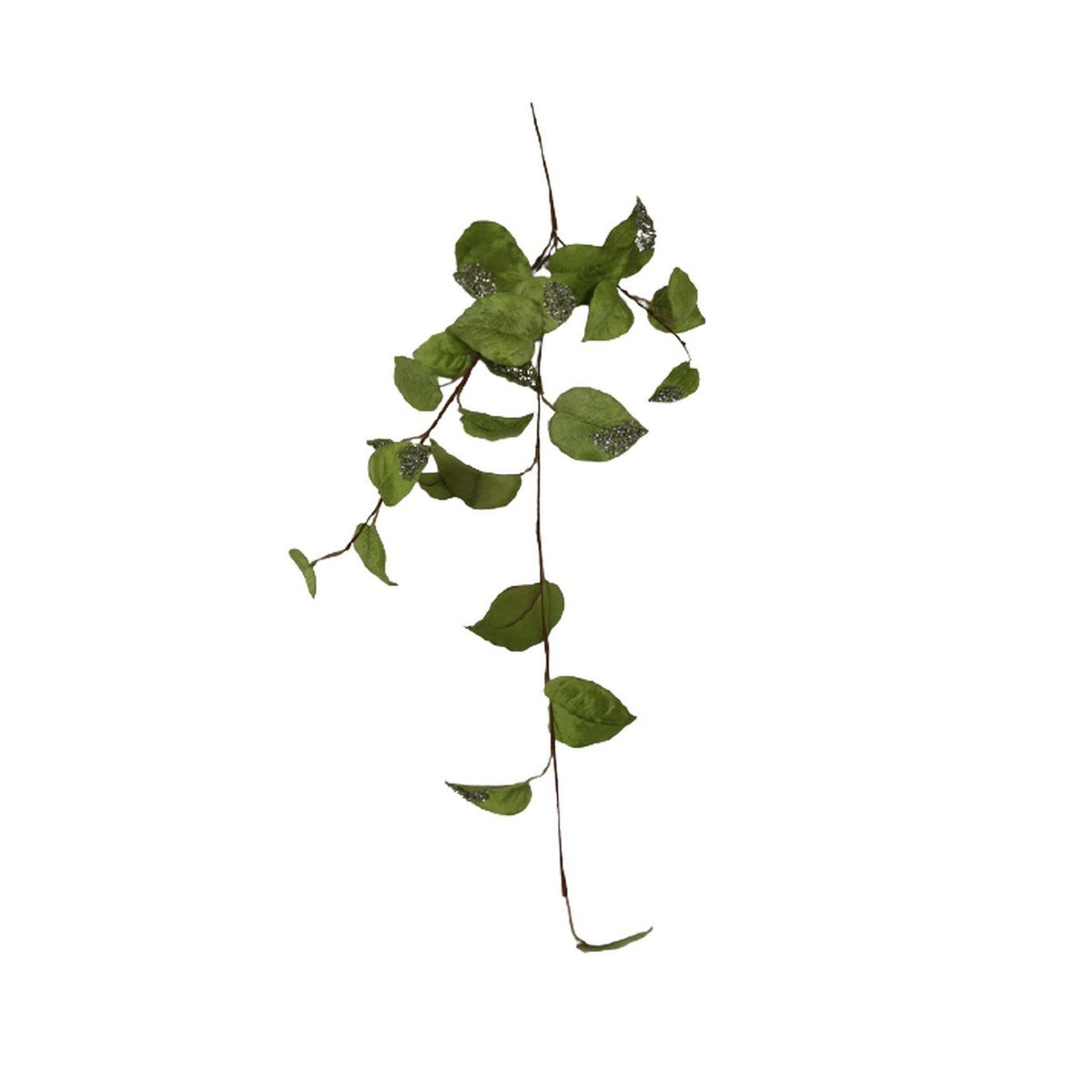 42-inch long green ivy bouquet with sequin and glitter accents on trailing leaves.