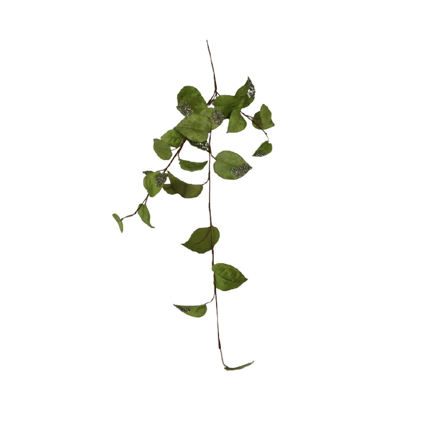 42-inch long green ivy bouquet with sequin and glitter accents on trailing leaves.
