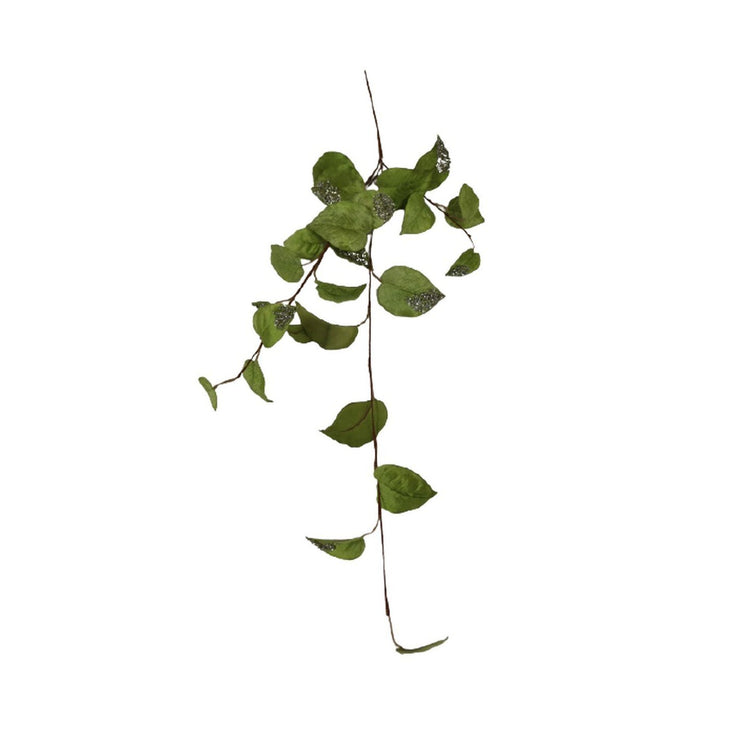 42-inch long green ivy bouquet with sequin and glitter accents on trailing leaves.