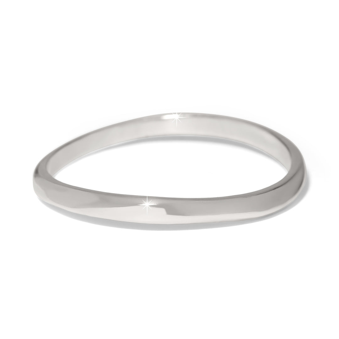 Silver plated Cascade Rio bangle bracelet with a wide band finish.