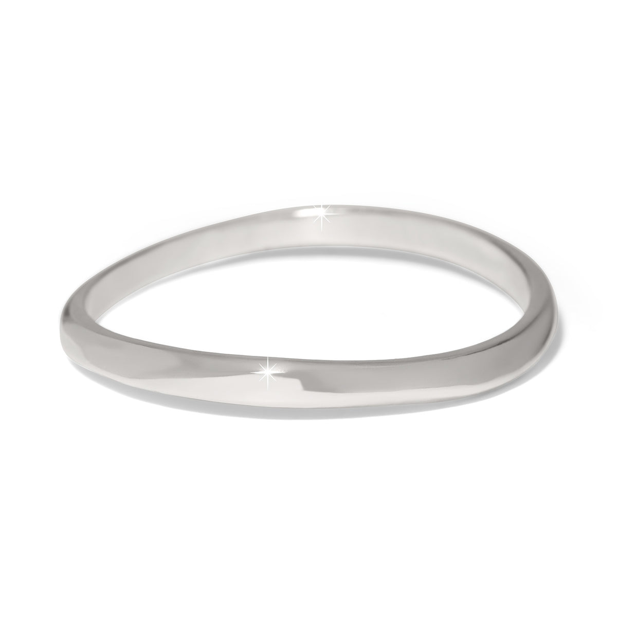 Silver plated Cascade Rio bangle bracelet with a wide band finish.