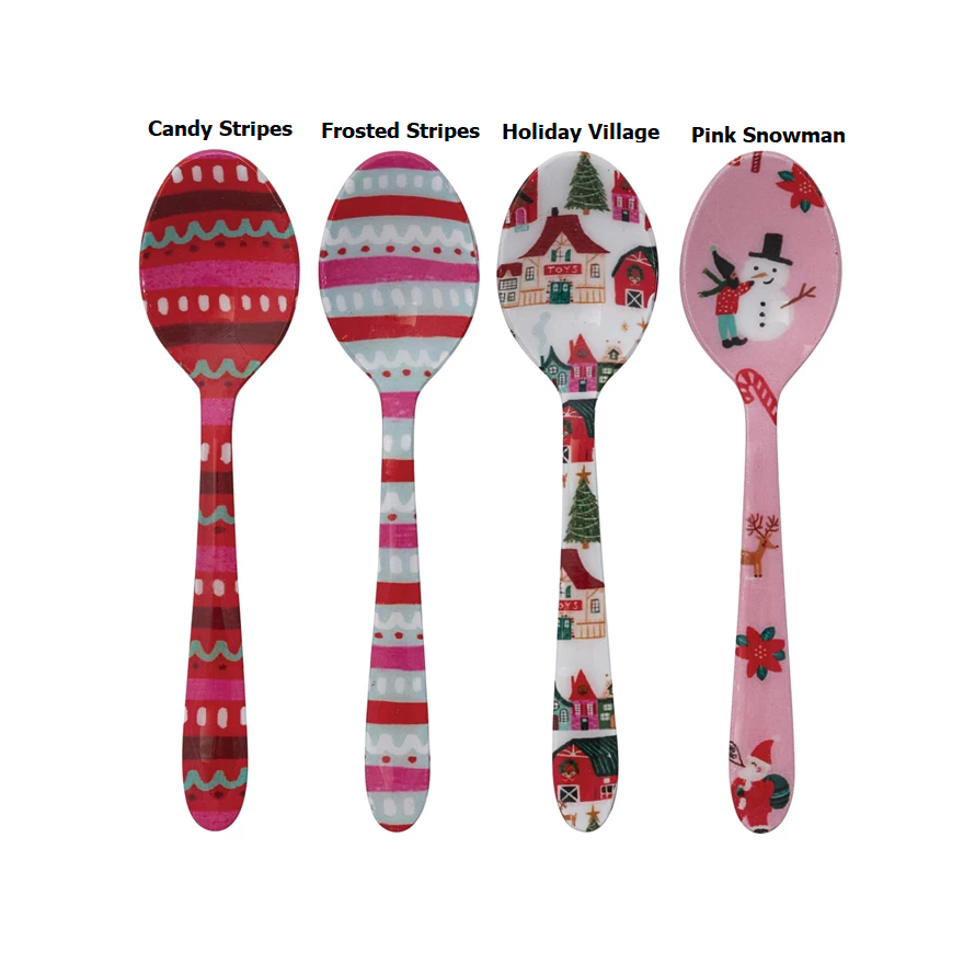 Enameled Stainless Steel Spoon With North Pole Pattern - Sold Individually