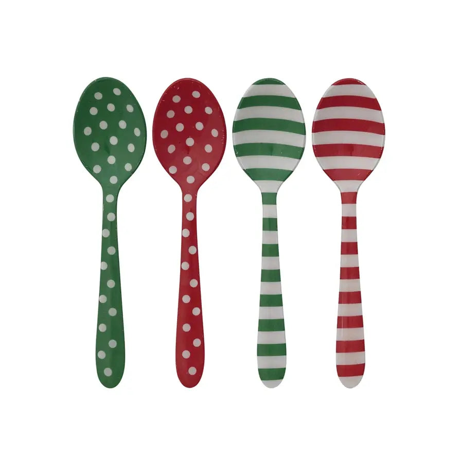Enameled Stainless Steel Spoon With Pattern - Sold Individually