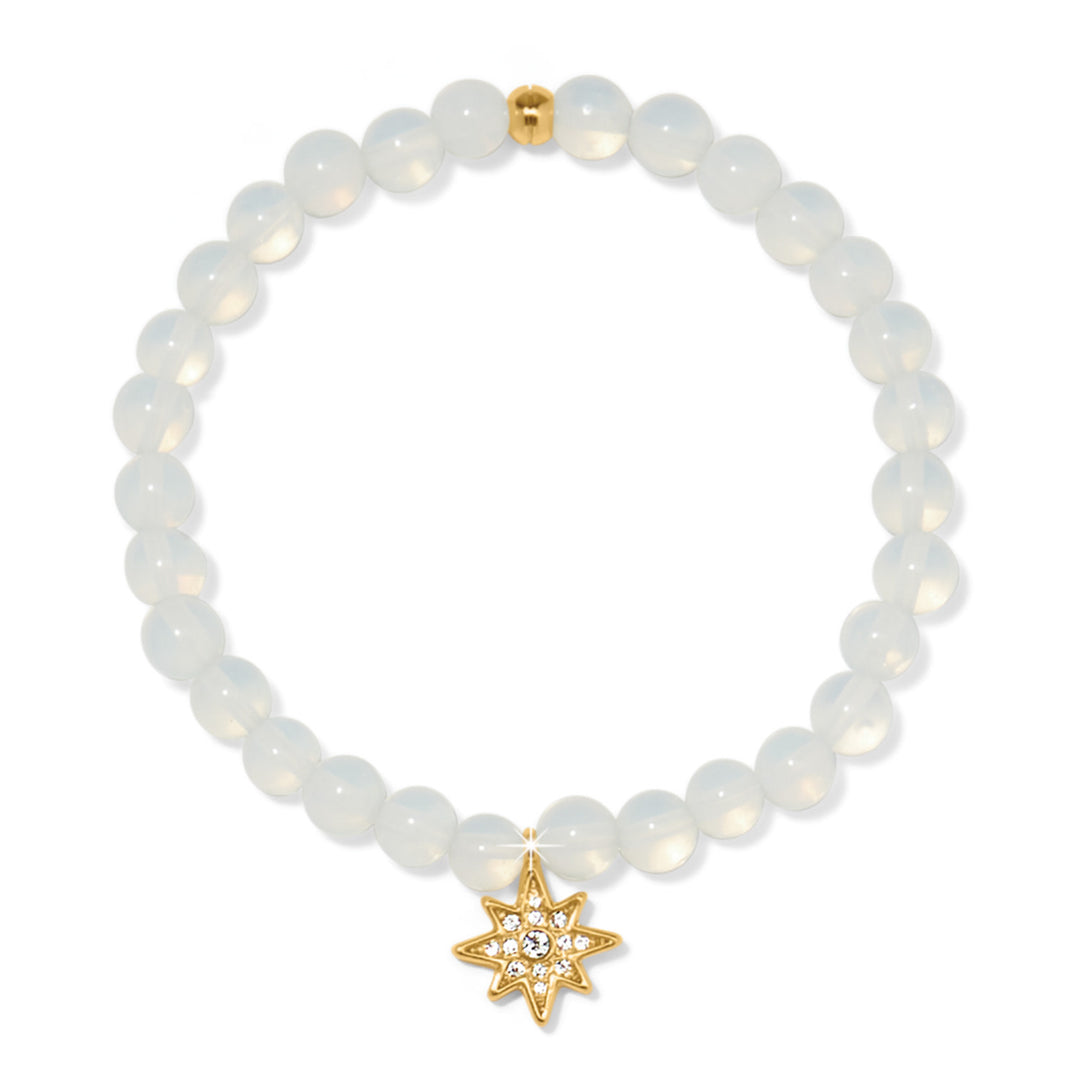 Gold-plated stretch bracelet featuring silver-white opalite crystals in a star pattern.