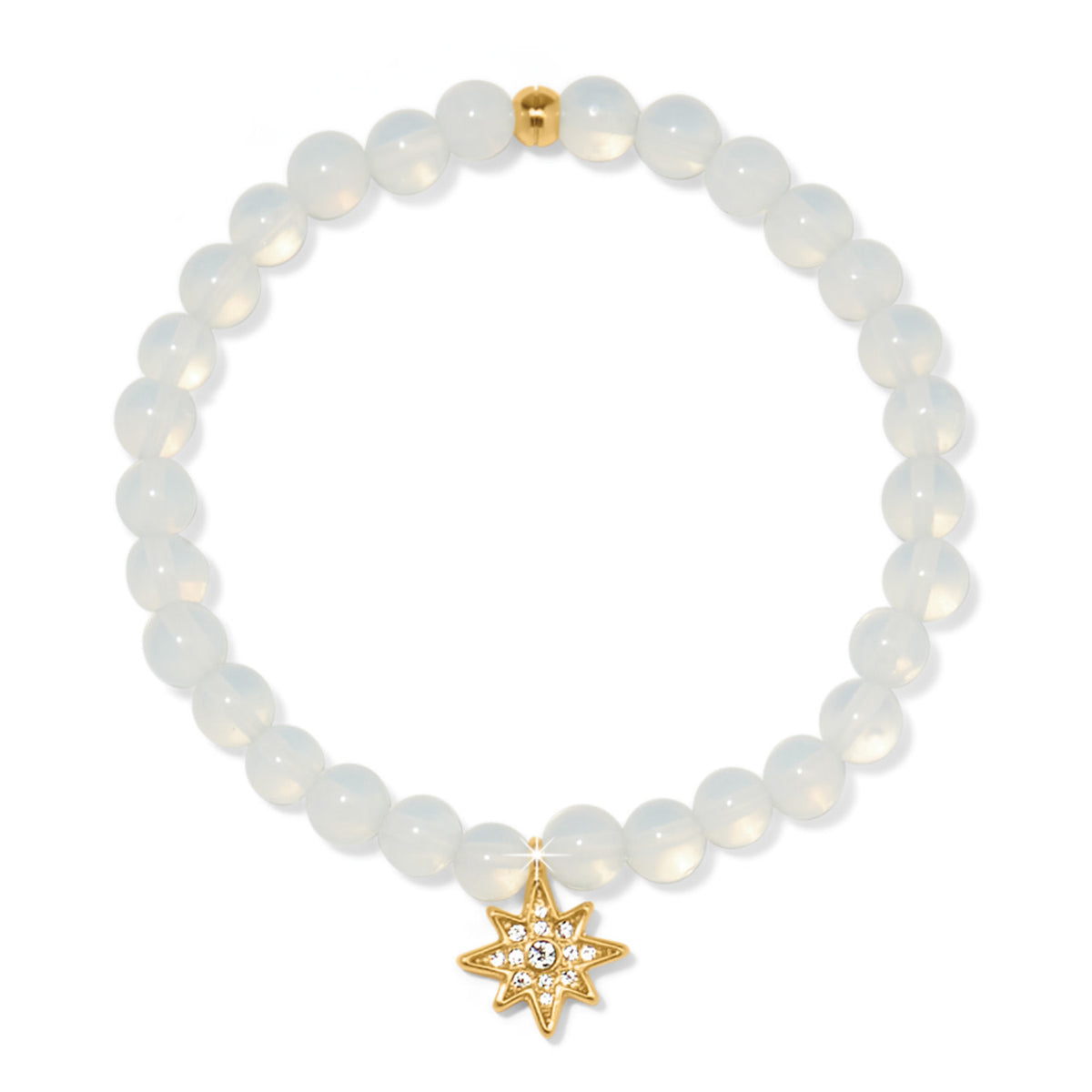 Gold-plated stretch bracelet featuring silver-white opalite crystals in a star pattern.